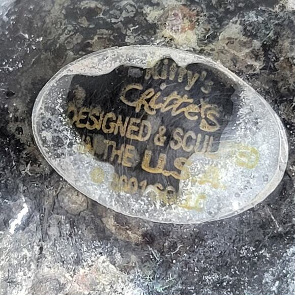 VTG  Kittys Critters Frog Sculpture Green Blue Enameled Metal Cantrell USA - Picture 13 of 16